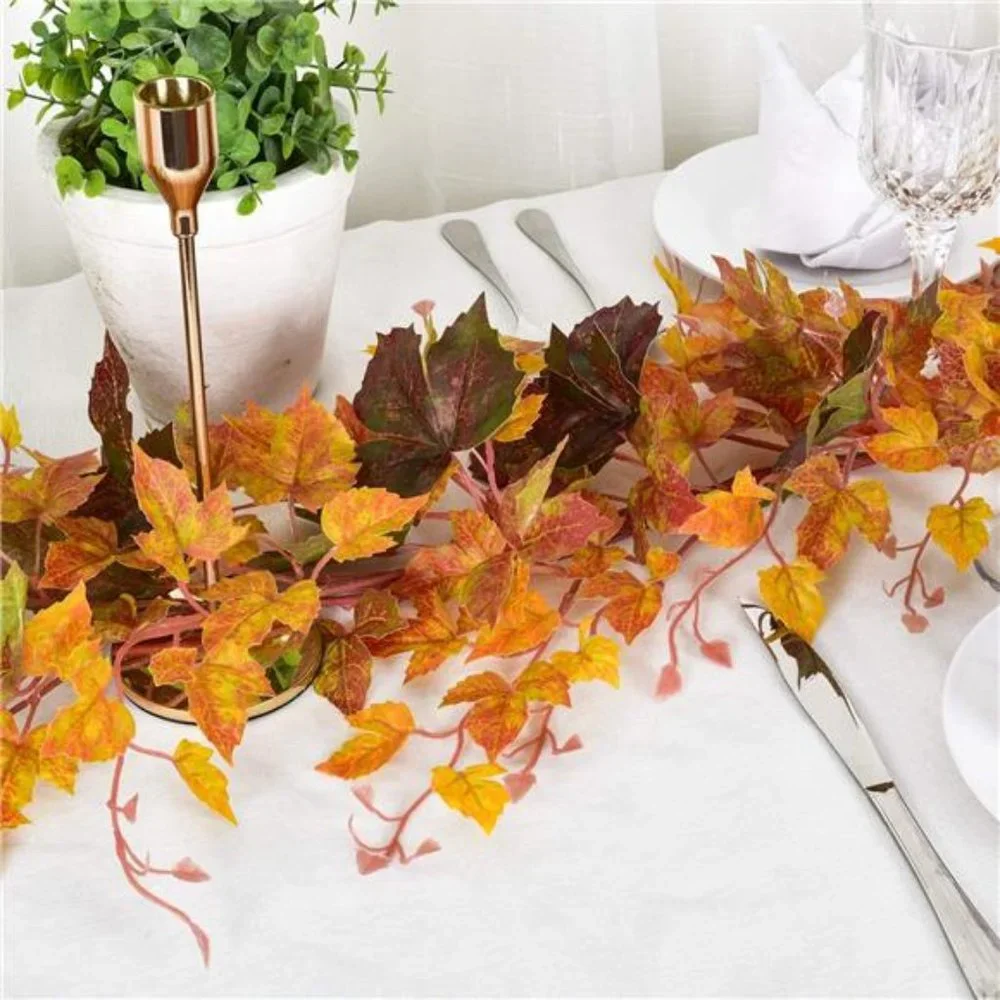 2 Pack Fall Garland Maple Leaf Vine, 6.5 Ft/Piece Hanging Artificial Garland